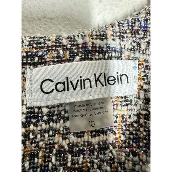 Calvin Klein Tweed Belted A-Line Midi Dress Size 10 - Picture 3 of 16
